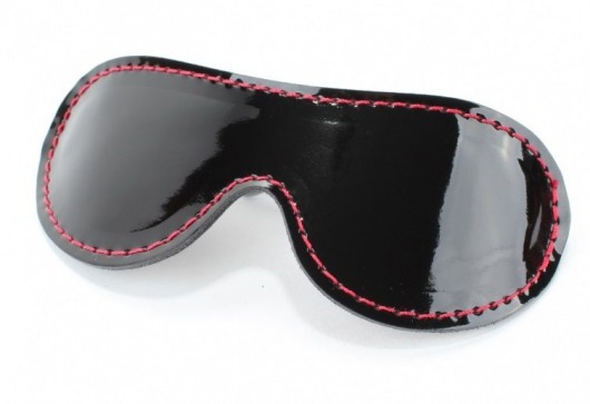 Чёрная перфорированная маска из кожи с красной строчкой - БДСМ Арсенал - купить с доставкой в Находке