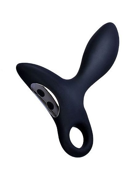 Черный силиконовый анальный вибромассажер Erokey с колечком-ограничителем - Erokay - в Находке купить с доставкой