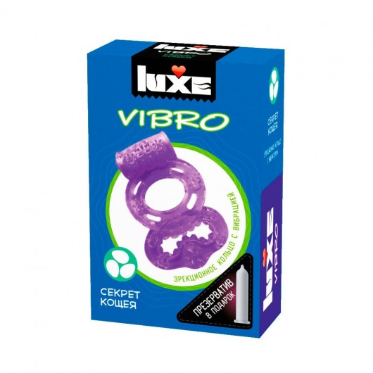 Фиолетовое эрекционное виброкольцо Luxe VIBRO  Секрет Кощея  + презерватив - Luxe - в Находке купить с доставкой