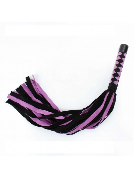 Черно-розовая плеть из замши - 58 см. - БДСМ Арсенал - купить с доставкой в Находке