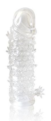 Закрытая прозрачная рельефная насадка Crystal sleeve - 13 см. - Erowoman-Eroman - в Находке купить с доставкой
