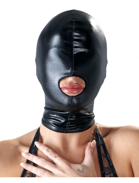 Черная эластичная маска на голову с отверстием для рта - Orion - купить с доставкой в Находке