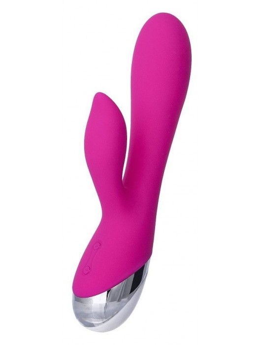 Розовый силиконовый вибратор с клиторальным стимулятором LIA - 19 см. - ToyFa