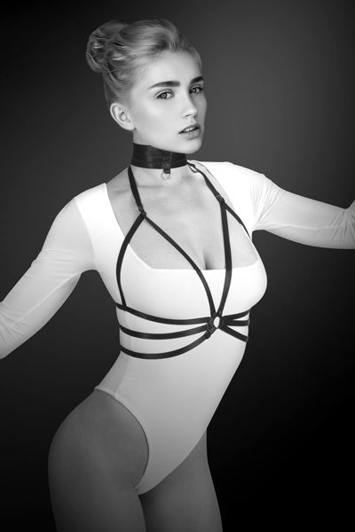 Черная упряжь на грудь Julia - Bijoux Pour Toi - купить с доставкой в Находке