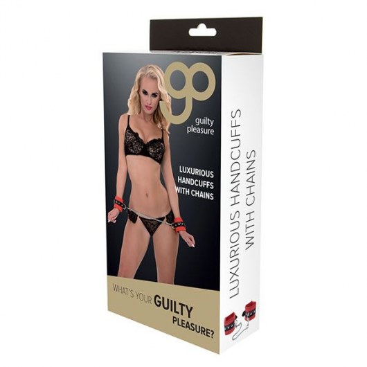 Красно-чёрные наручники на металлической цепочке - Blush Novelties - купить с доставкой в Находке