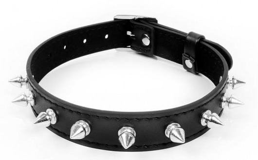 Черный ошейник с серебристыми шипами - Notabu - купить с доставкой в Находке