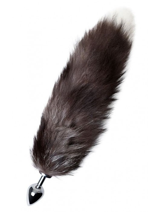 Серебристая металлическая анальная втулка с хвостом чернобурой лисы - размер S - ToyFa - купить с доставкой в Находке