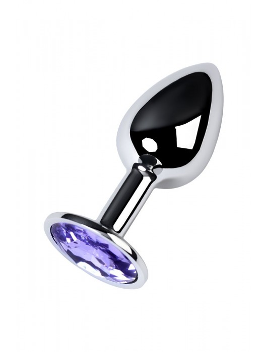 Серебристая конусовидная анальная пробка с фиолетовым кристаллом - 7 см. - ToyFa - купить с доставкой в Находке