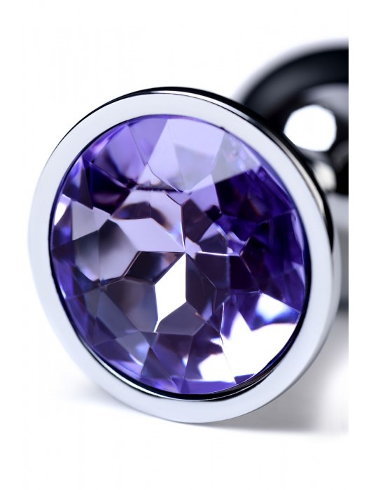 Серебристая конусовидная анальная пробка с фиолетовым кристаллом - 7 см. - ToyFa - купить с доставкой в Находке