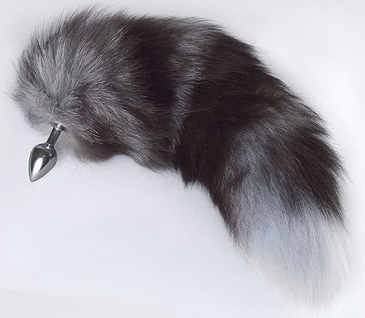 Серебристая анальная пробка с пушистым хвостом - Sitabella - купить с доставкой в Находке