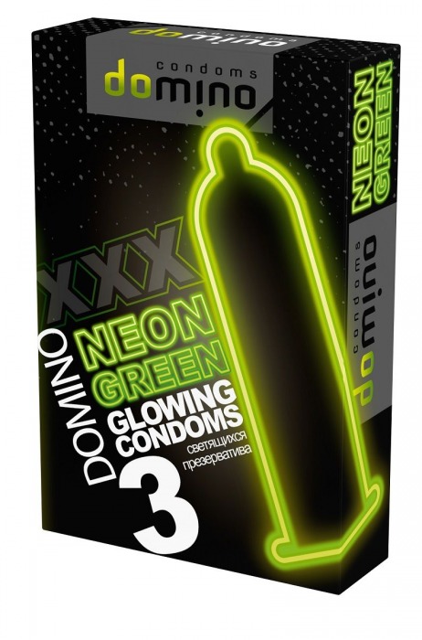Презервативы DOMINO Neon Green со светящимся в темноте кончиком - 3 шт. - Domino - купить с доставкой в Находке