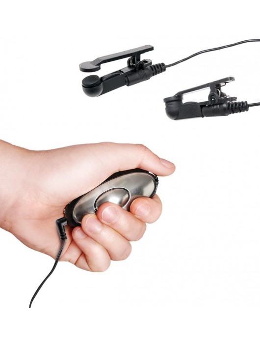 Черные электрические зажимы для сосков Shock Therapy Nipple Clamps - Pipedream - купить с доставкой в Находке