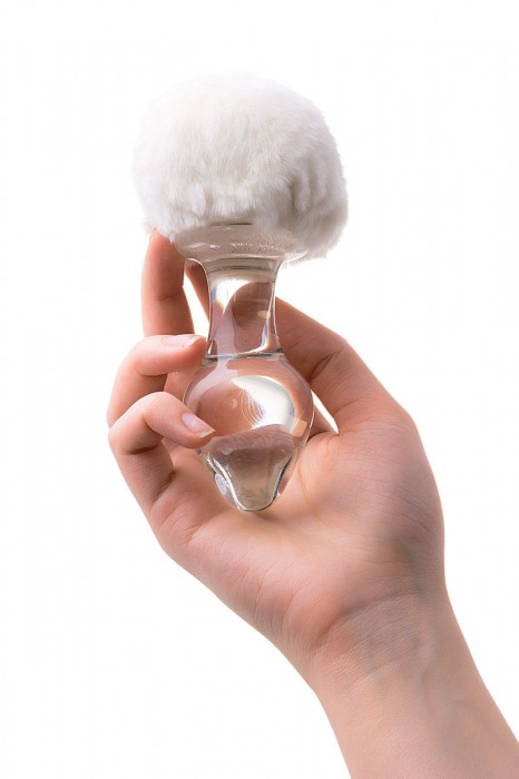 Стеклянная анальная втулка с хвостиком - 9,5 см. - Sexus - купить с доставкой в Находке