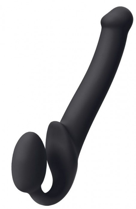 Черный безремневой страпон Silicone Bendable Strap-On M - Strap-on-me - купить с доставкой в Находке