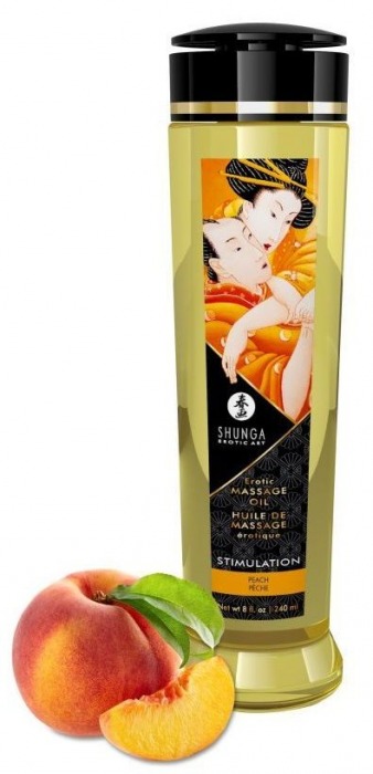 Массажное масло для тела с ароматом персика Stimulation - 240 мл. - Shunga - купить с доставкой в Находке