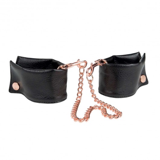 Черные мягкие наручники Entice French Cuffs с цепью - California Exotic Novelties - купить с доставкой в Находке