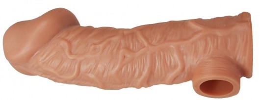 Телесная насадка на фаллос с отверстием для мошонки EXTREME SLEEVE - 17,6 см. - KOKOS - в Находке купить с доставкой