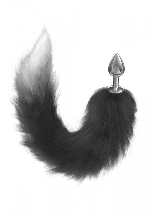Серебристая анальная пробка с черным хвостом Galaxy - Lola Games - купить с доставкой в Находке