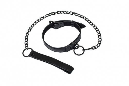 Черный ошейник Sin с поводком - Lola Games - купить с доставкой в Находке