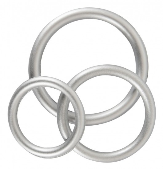 Набор из 3 эрекционных колец под металл Metallic Silicone Cock Ring Set - Orion - в Находке купить с доставкой