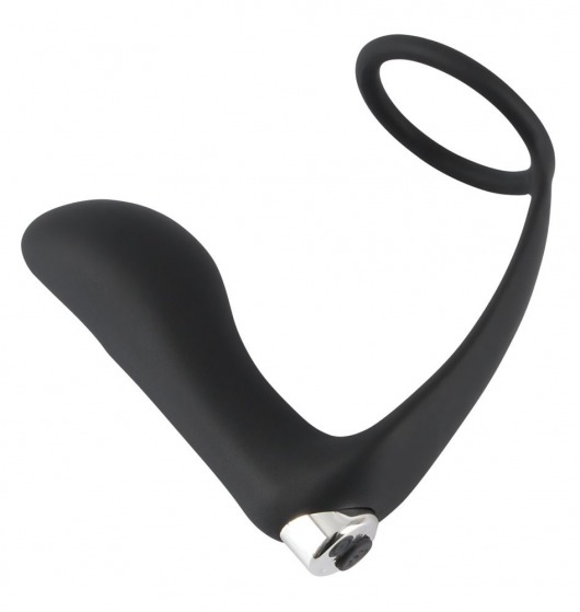 Черное эрекционное кольцо с анальной вибропробкой Vibrating Ring   Plug - Orion - в Находке купить с доставкой