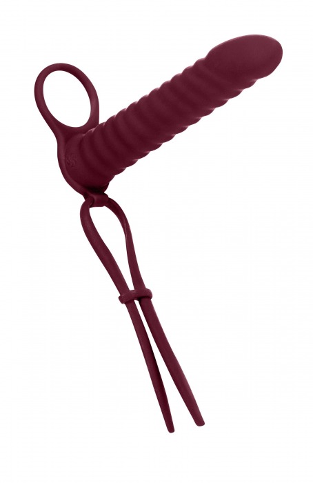 Бордовая вибронасадка для двойного проникновения Rori - 17 см. - Lola Games - купить с доставкой в Находке