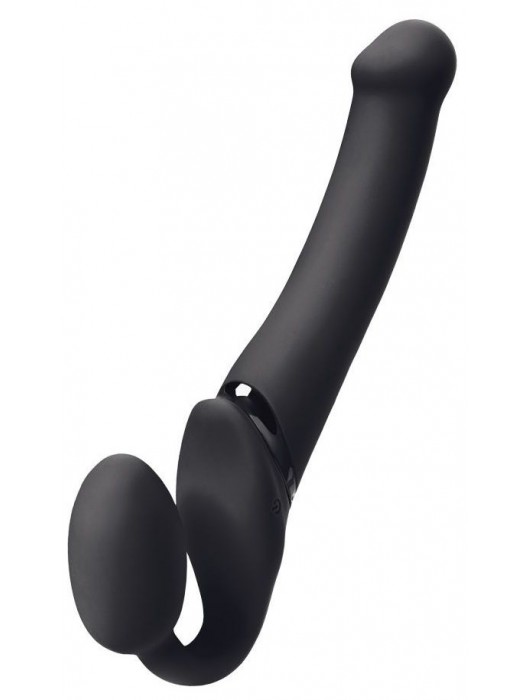 Черный безремневой вибрострапон Silicone Bendable Strap-On M - Strap-on-me - купить с доставкой в Находке
