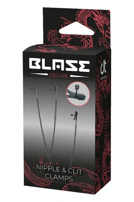 Черные зажимы на соски и клитор на цепочке DELUXE NIPPLE   CLIT CLAMPS - Dream Toys - купить с доставкой в Находке