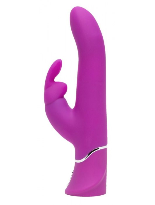 Лиловый вибратор Curve Thrusting Rechargeable Rabbit Vibrator - 24,1 см. - Happy Rabbit