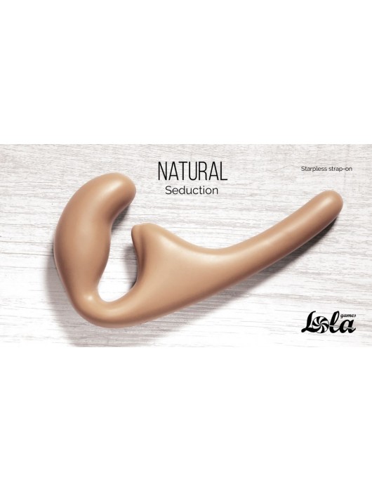 Бежевый безремневой страпон Seduction - 20,5 см. - Lola Games - купить с доставкой в Находке