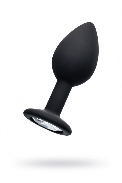 Черная анальная втулка с прозрачным стразом - 7,2 см. - POPO Pleasure - купить с доставкой в Находке