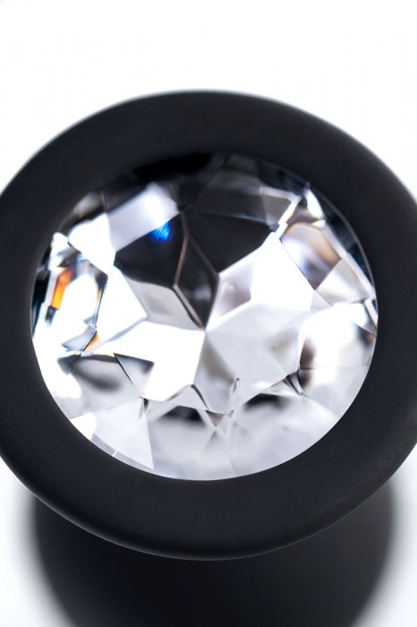 Черная анальная втулка с прозрачным стразом - 7,2 см. - POPO Pleasure - купить с доставкой в Находке