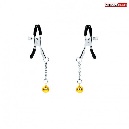 Оригинальные зажимы на соски с желтыми шариками - Notabu - купить с доставкой в Находке