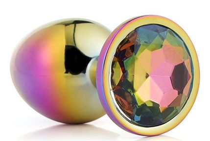 Голографическая анальная втулка с радужным кристаллом - 7,1 см. - Dream Toys - купить с доставкой в Находке
