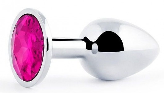 Серебристая анальная пробка с малиновым кристаллом - 7,2 см. - Anal Jewelry Plug - купить с доставкой в Находке