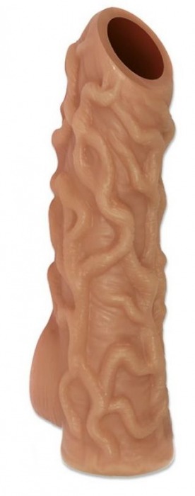 Телесная насадка с венками и открытой головкой Nude Sleeve M - 12 см. - KOKOS - в Находке купить с доставкой
