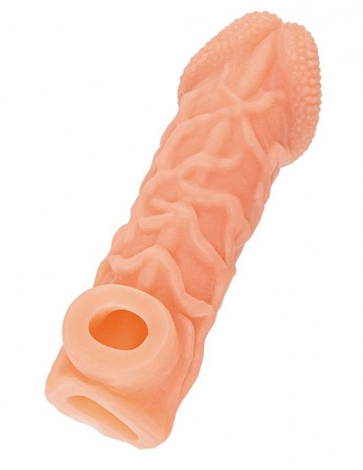 Телесная закрытая насадка с венками Cock Sleeve Size S - 13,8 см. - KOKOS - в Находке купить с доставкой