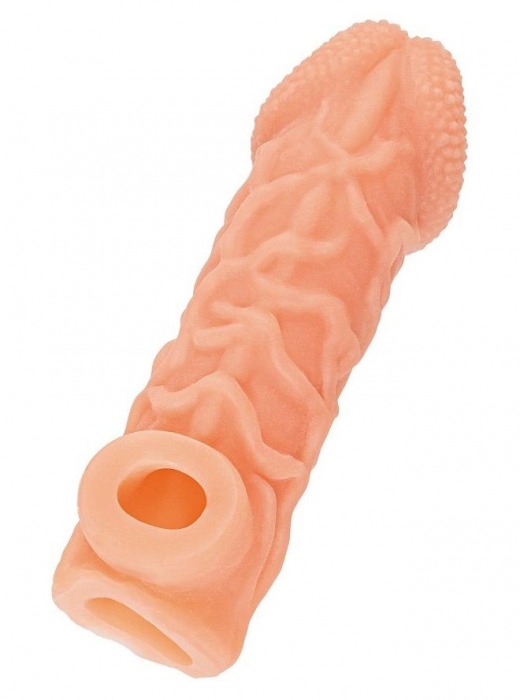 Телесная закрытая насадка с венками Cock Sleeve Size M - 15,6 см. - KOKOS - в Находке купить с доставкой