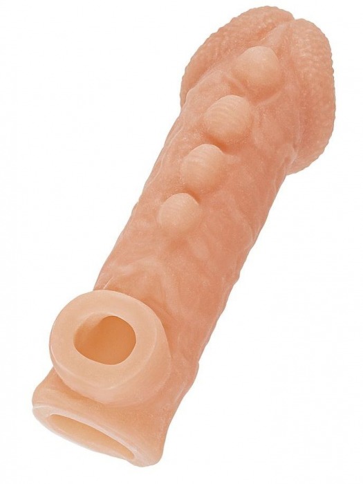Телесная закрытая насадка с шишечками Cock Sleeve Size M - 15,6 см. - KOKOS - в Находке купить с доставкой