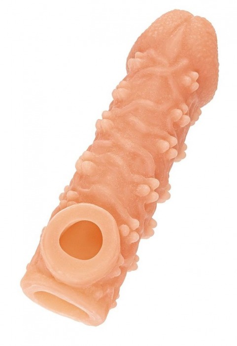 Телесная закрытая насадка с пучками шишечек Cock Sleeve Size L - 17,6 см. - KOKOS - в Находке купить с доставкой