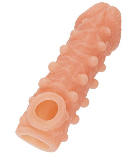 Телесная закрытая насадка с шариками Cock Sleeve Size L - 17,6 см. - KOKOS - в Находке купить с доставкой