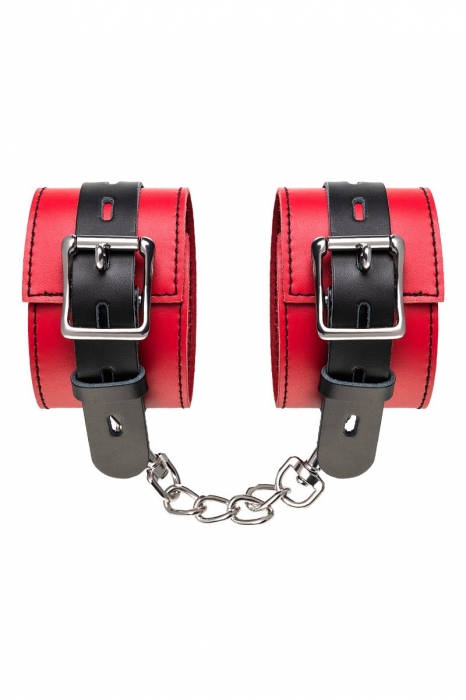 Красно-черные оковы на ноги из кожи - ToyFa - купить с доставкой в Находке