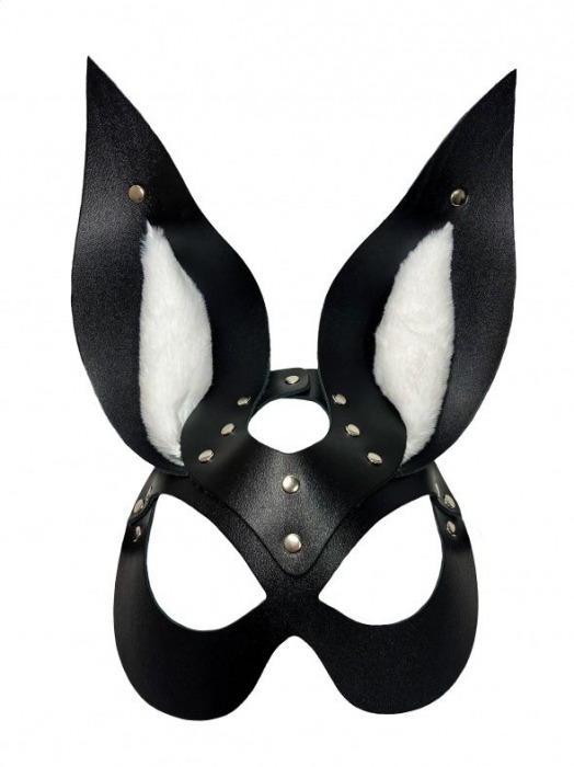 Черная маска зайки с белым мехом на ушках Miss Bunny - БДСМ Арсенал - купить с доставкой в Находке