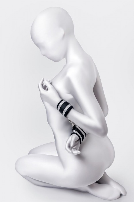 Серебристо-черные наручники Anonymo - ToyFa - купить с доставкой в Находке