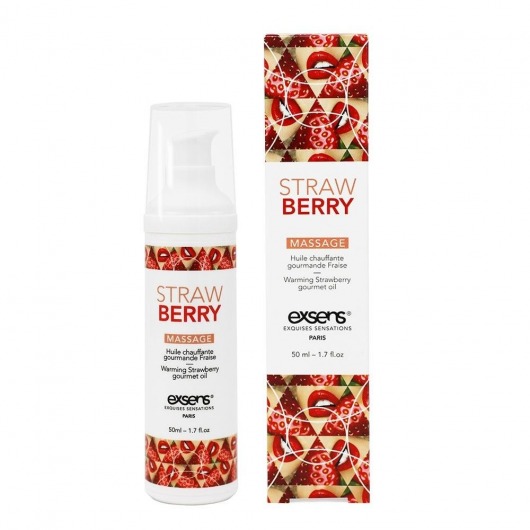 Разогревающее массажное масло  с ароматом клубники Gourmet Strawberry - 50 мл. - Exsens - купить с доставкой в Находке
