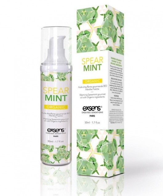 Разогревающее массажное масло Gourmet Spearmint Organic с органическими ингредиентами - 50 мл. - Exsens - купить с доставкой в Находке