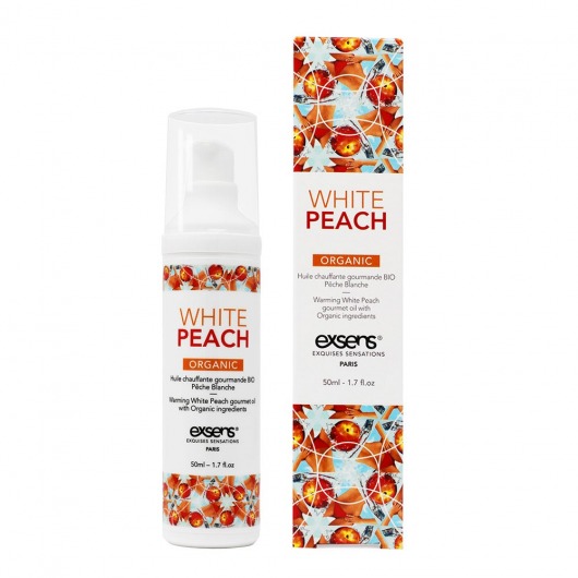 Разогревающее массажное масло Gourmet White Peach Organic с органическими ингредиентами - 50 мл. - Exsens - купить с доставкой в Находке