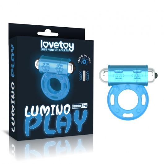 Голубое, светящееся в темноте эрекционное виброкольцо Lumino Play Vibrating Penis Ring - Lovetoy - в Находке купить с доставкой