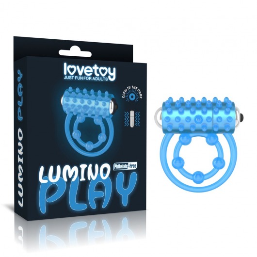 Голубое, светящееся в темноте виброкольцо Lumino Play Vibrating Penis Ring - Lovetoy - в Находке купить с доставкой