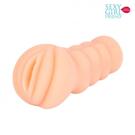 Телесный мастурбатор-вагина с комплектом эрекционных колец - Bior toys - в Находке купить с доставкой